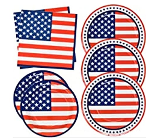 Usa Flag Round Dessert Plates - 9'' (8 Count) - Premium Quality Paper, Eco-Friendly & Durable, Patriotic Design - Perfect For Ju